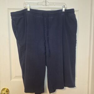Karen Scott Sport Navy Blue Cotton Shorts Drawstring Waist Athleisure Size 3X